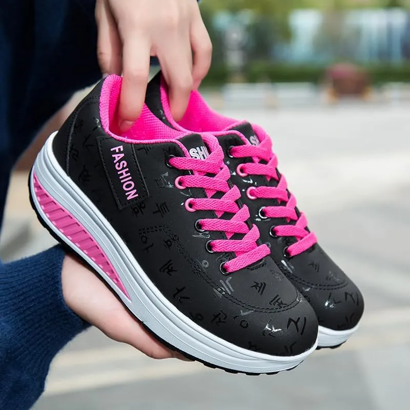 Women's Low Top Casual Walking Platform Wedge Sneakers Stylish Lightweight Sport Shoes Slip on Fashion Comfortable Running Shoes