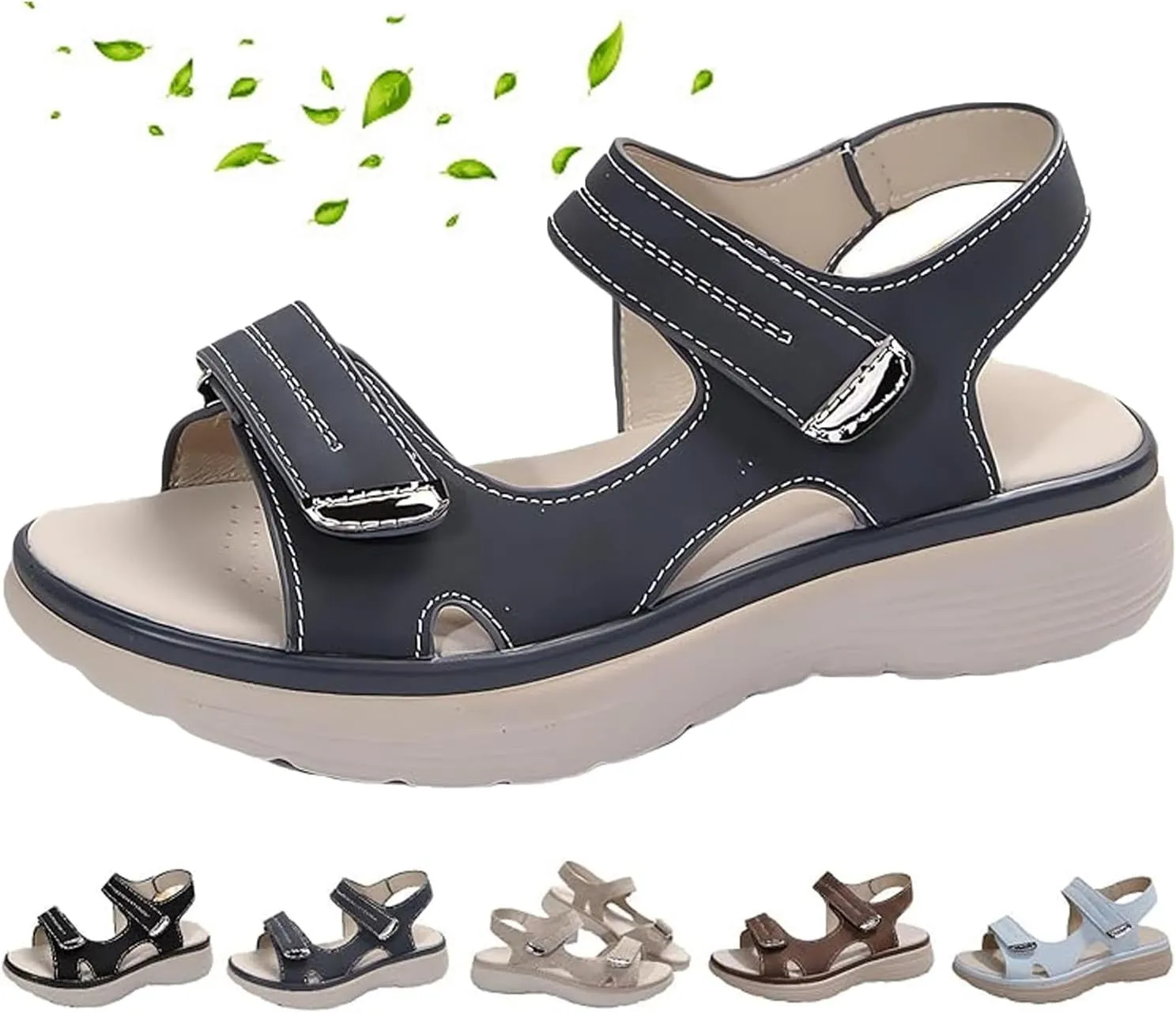 Women's Orthopedic Sport Sandals with Soft Cushion Foam Summer Comfortable Walking Sandal Dressy Arch Support Wide Fit Back Strap