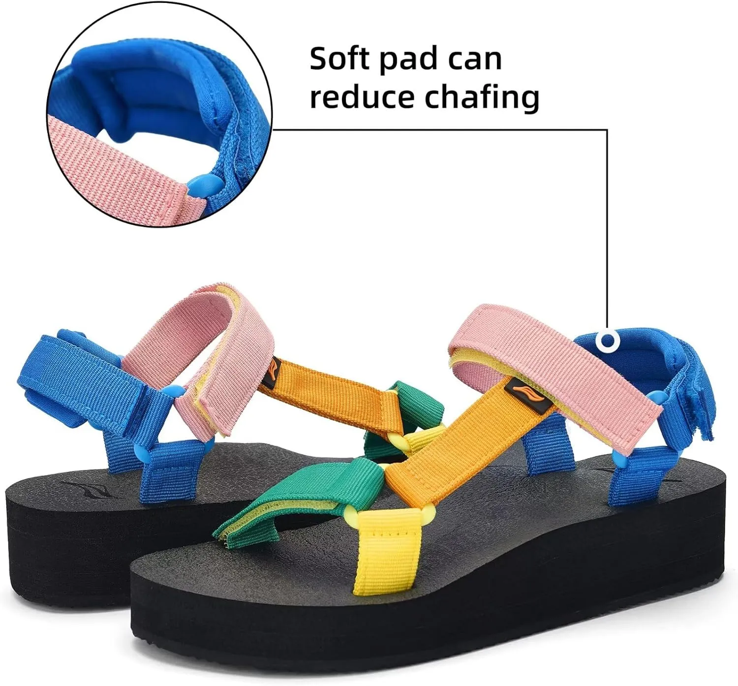 Women's Platform Sandals Casual Adjustable Shoes with Arch Support Yoga Mat Insole Light Weight Flatform Sandals