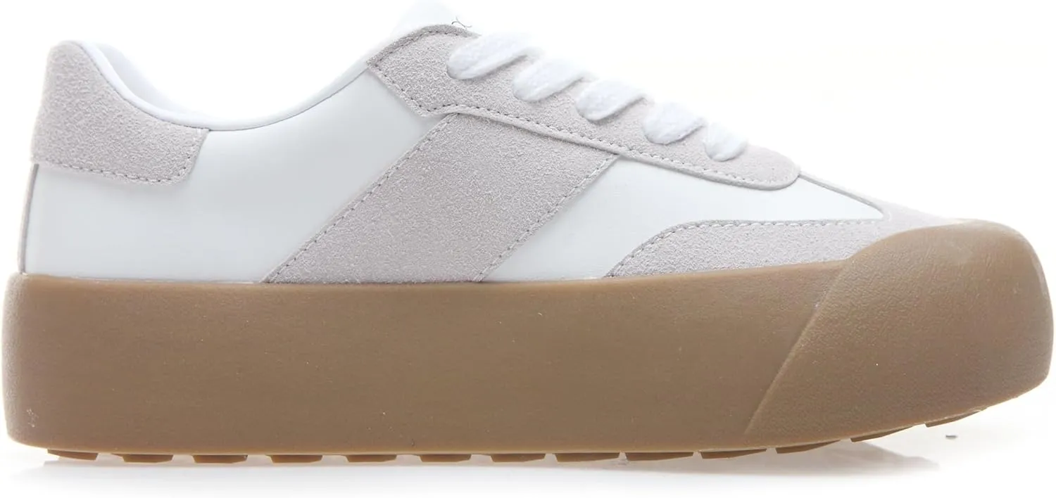 Women's Skateboard Shoes Chunky Platform Sneakers Lace-Up Low Top Comfortable Casual Shoe