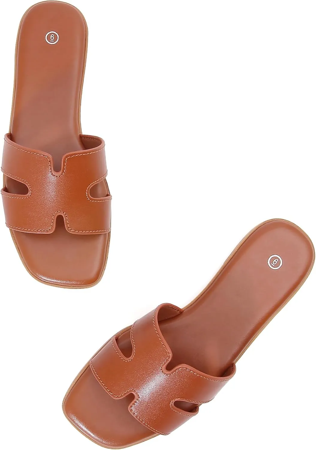 Women's Slide Sandals Comfortable Flat Slip On Leather Sandals