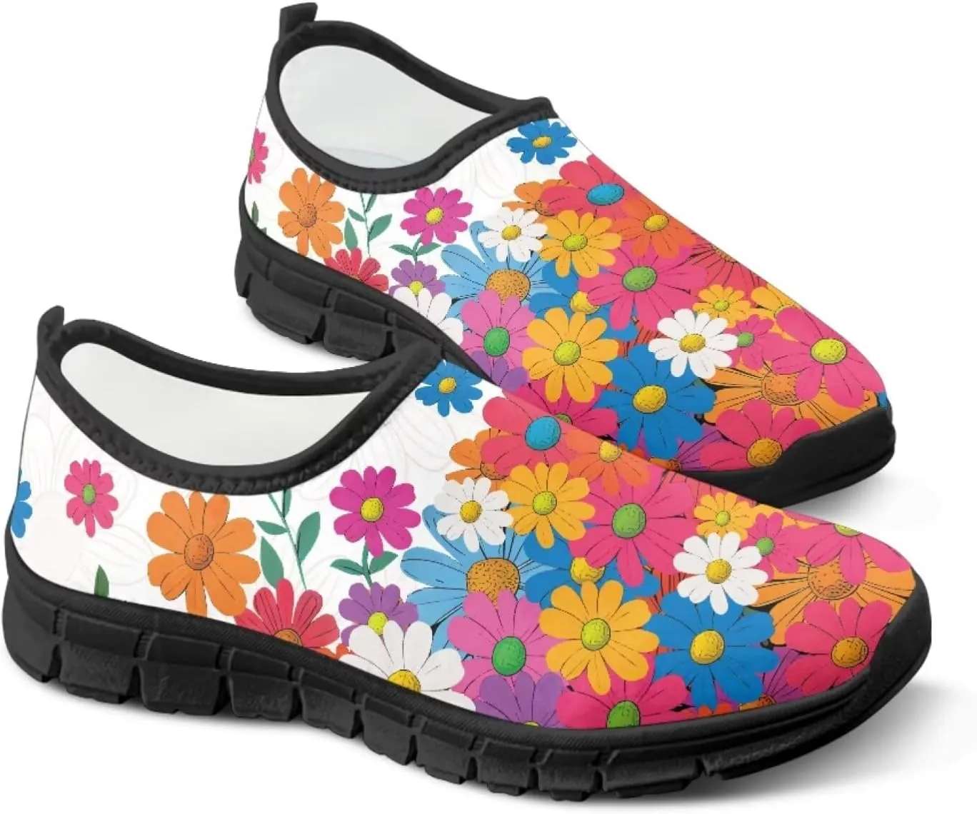 Women's Slip on Sneakers Casual Shoes Loafers Non Slip Breathable Comfortable Walking Sneakers Gifts for Women Girls Black Sole Size 5.5-11.5