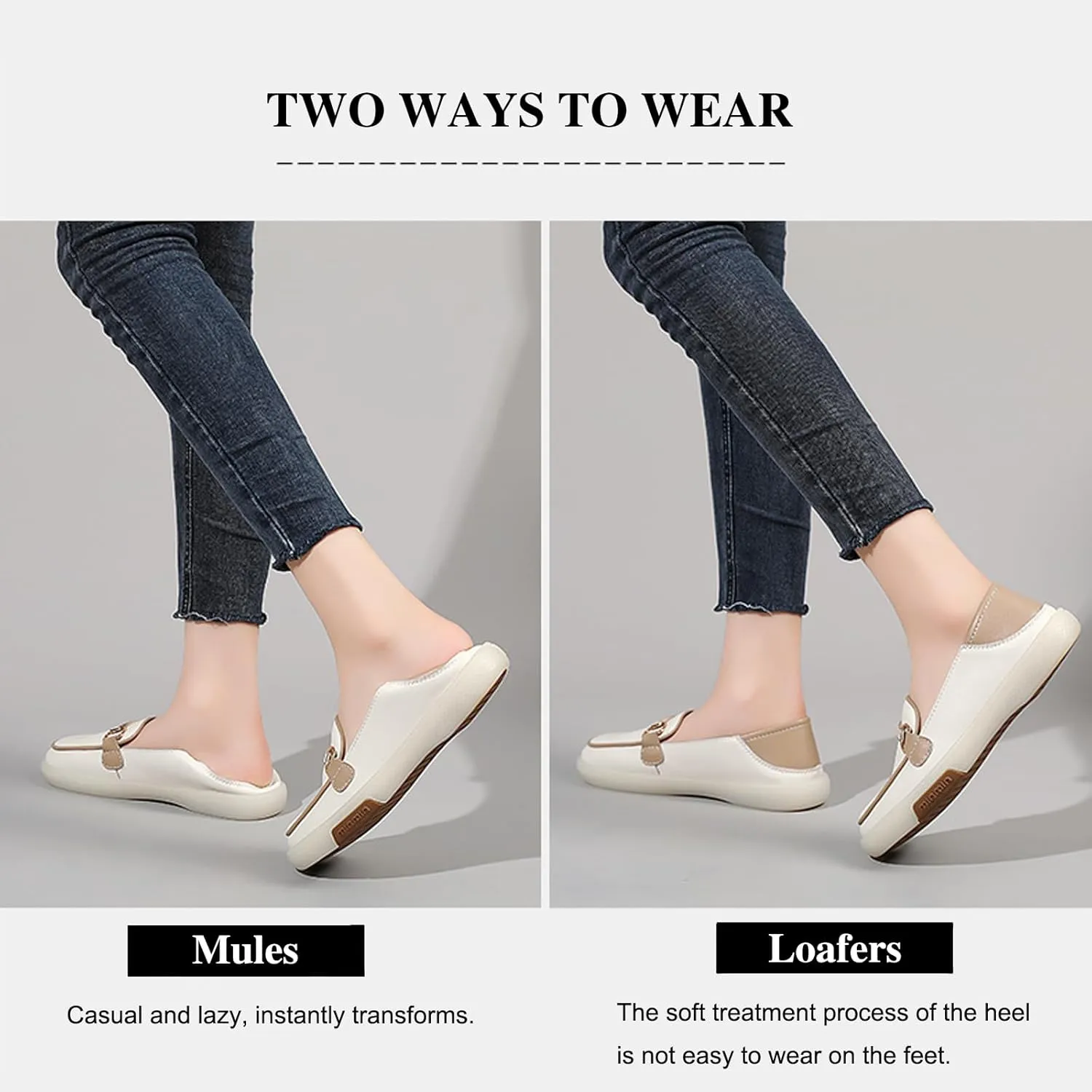 Women's Soft Genuine Leather Classic Buckle Penny Loafers Casual Fashion Lightweight Driving Moccasins Comfortable Round Toe Breathable Slip On Walking Flats