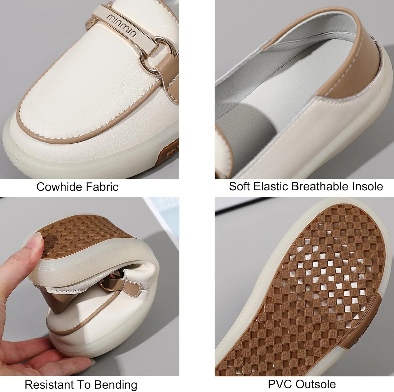 Women's Soft Genuine Leather Classic Buckle Penny Loafers Casual Fashion Lightweight Driving Moccasins Comfortable Round Toe Breathable Slip On Walking Flats