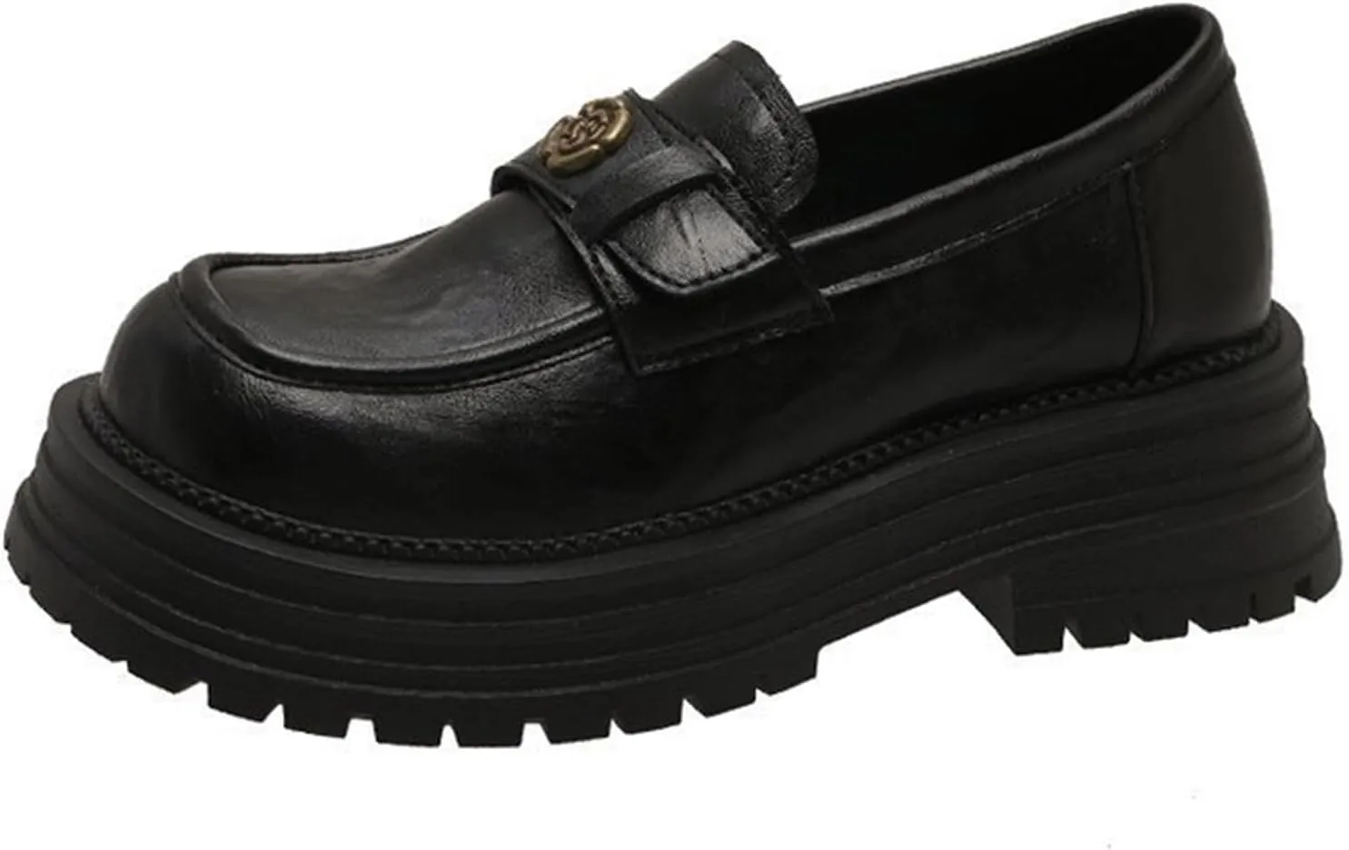 Women's Spring Vintage Platform Slip-On Loafers - Stylish Thick-Soled Leather Shoes in Collection for A Retro Look