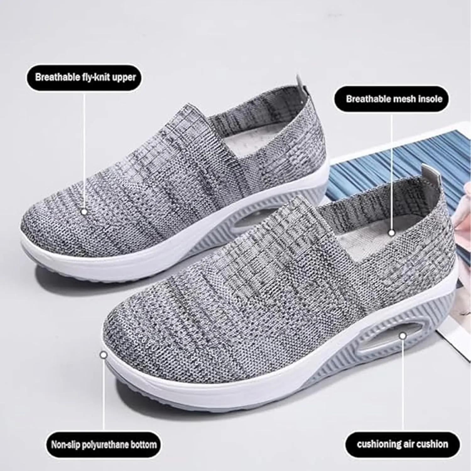 Womens Woven Orthopedic Shoes Walking Comfortable Breathable Non Slip Work Soft Women Shoe on Arch Support for Plantar Fasciitis Women's Sneakers