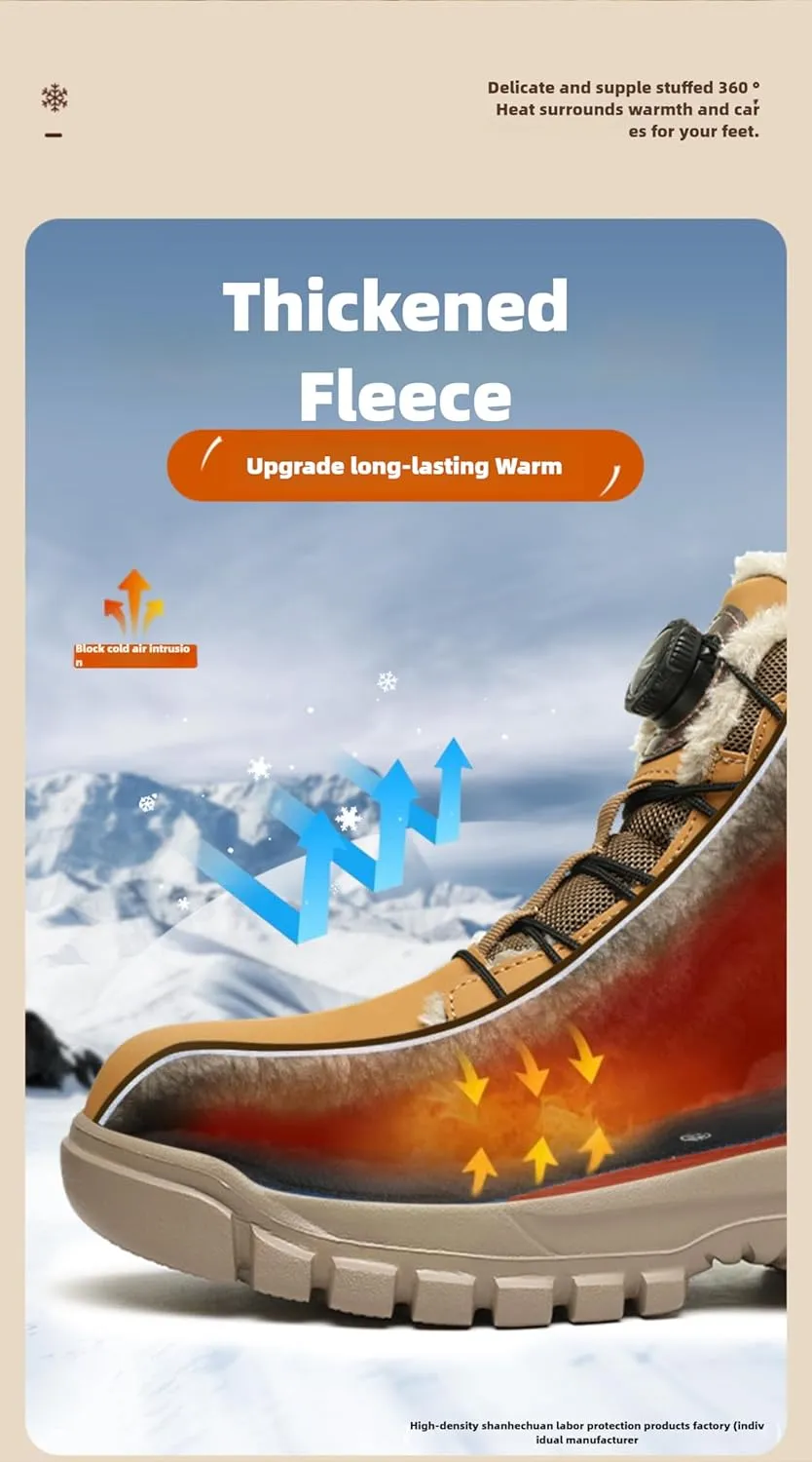 Work Boots Winter Steel Hard Toe Footwear for Men Anti-slip Pierce Proof Inslulated Warm Thermal Waterproof Inner Flannel Protective
