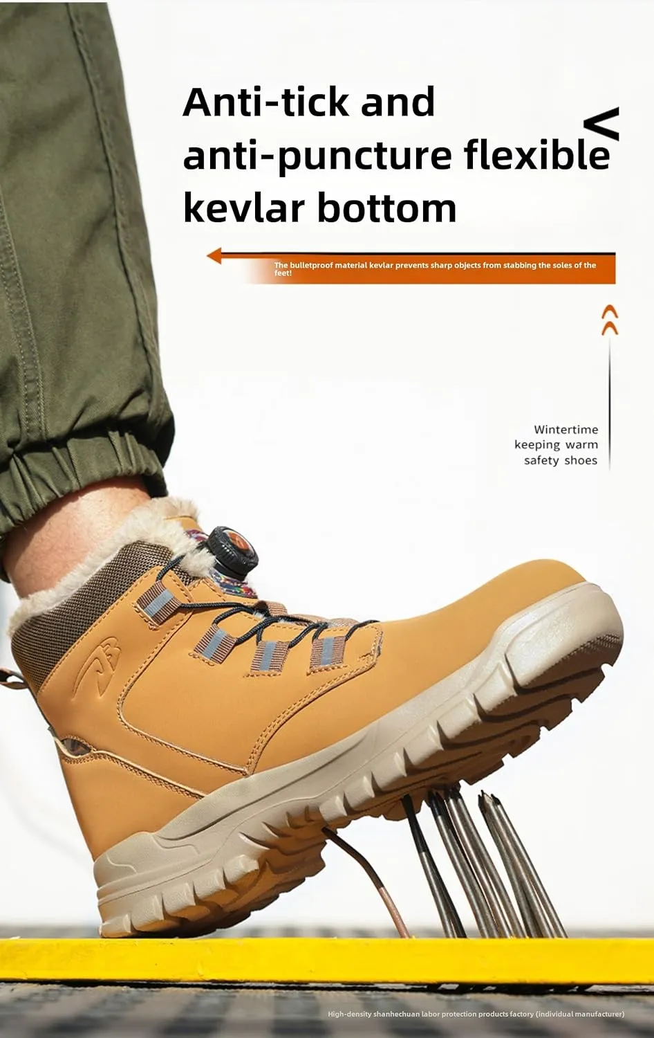 Work Boots Winter Steel Hard Toe Footwear for Men Anti-slip Pierce Proof Inslulated Warm Thermal Waterproof Inner Flannel Protective
