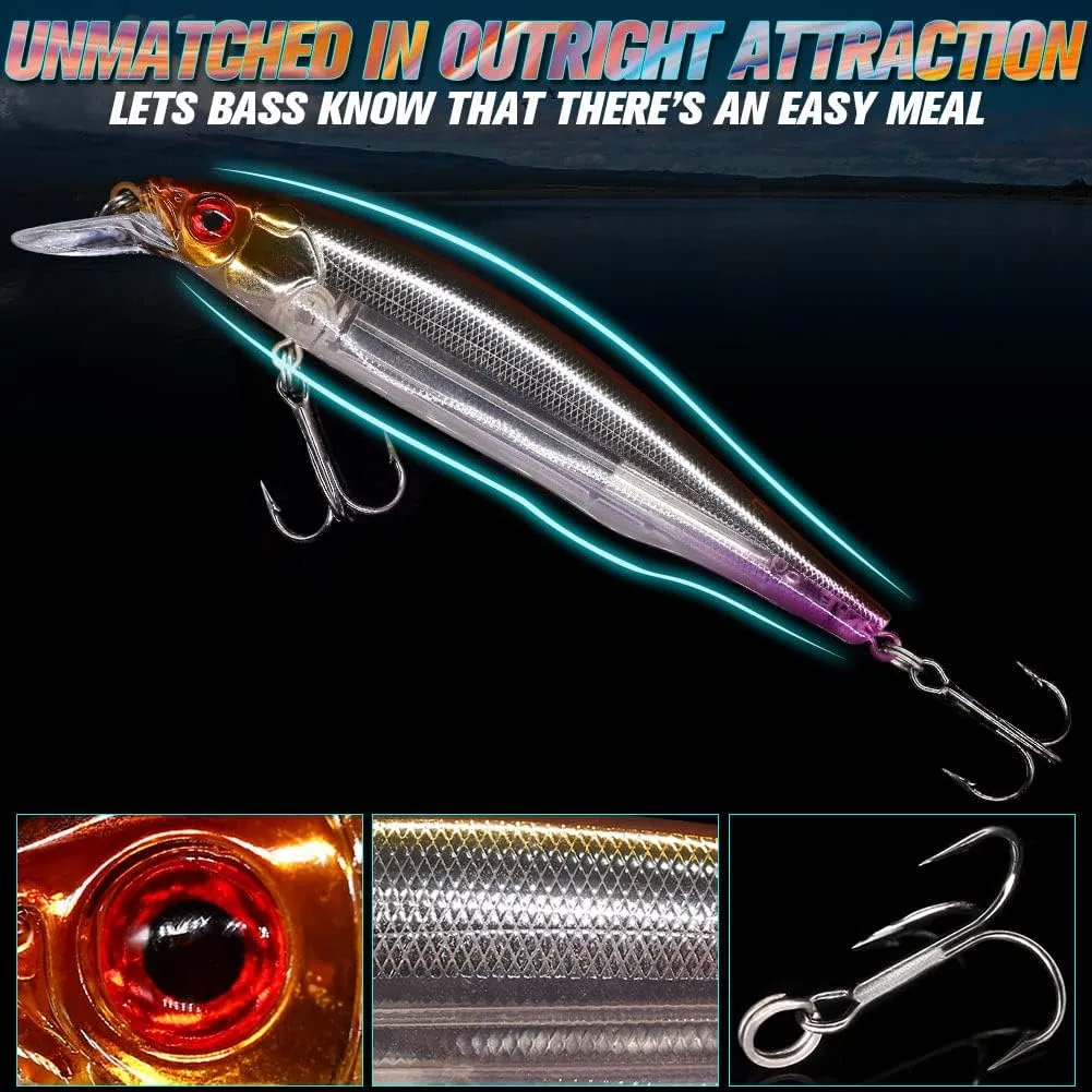 XFISHMAN Jerkbait Kit - Minnow Lure - Suspending - Bass, Smallmouth Bass, Walleye, Largemouth Bass - 1 Piece