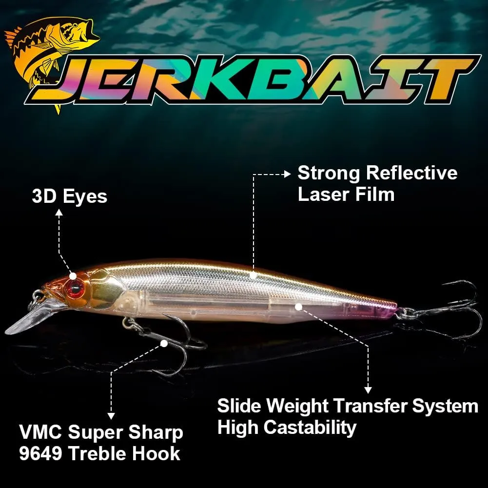 XFISHMAN Jerkbait Kit - Minnow Lure - Suspending - Bass, Smallmouth Bass, Walleye, Largemouth Bass - 1 Piece
