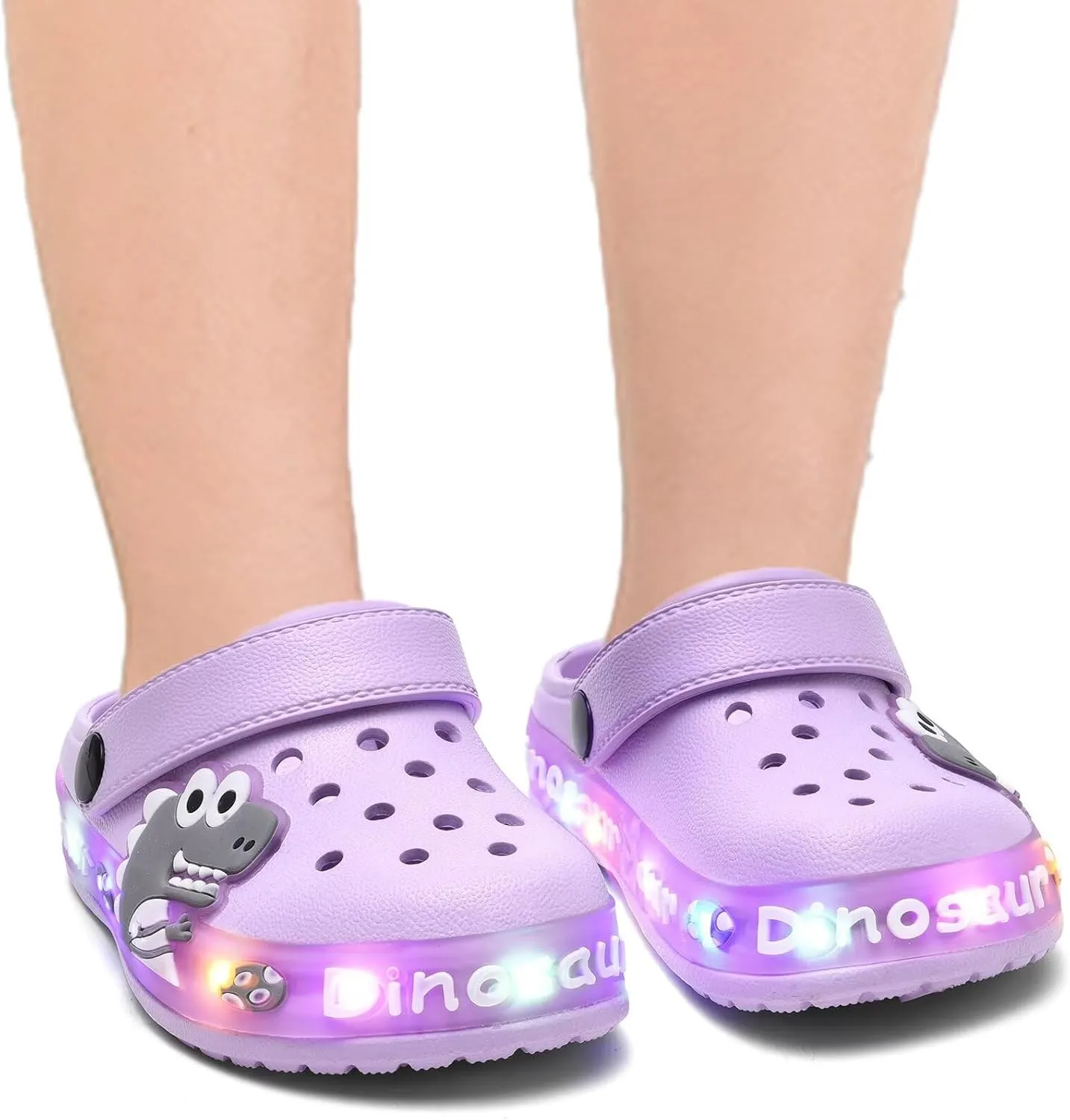XPKWS Fur Lined Toddler Clogs Kids Slippers Fuzzy Light up Sandals Boys Girls Garden Shoes Winter Warm Cartoon Slides Slip on Lightweight