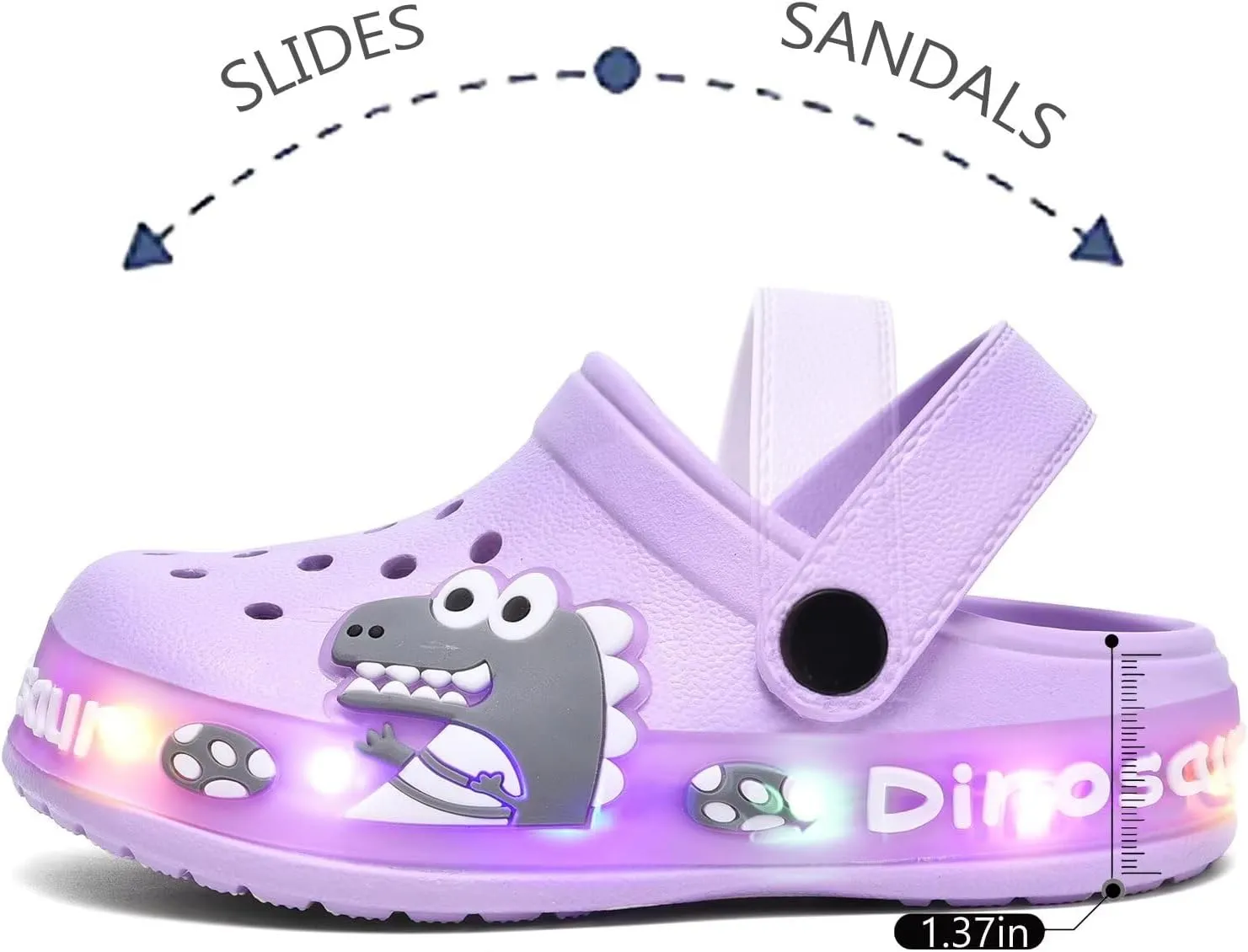 XPKWS Fur Lined Toddler Clogs Kids Slippers Fuzzy Light up Sandals Boys Girls Garden Shoes Winter Warm Cartoon Slides Slip on Lightweight
