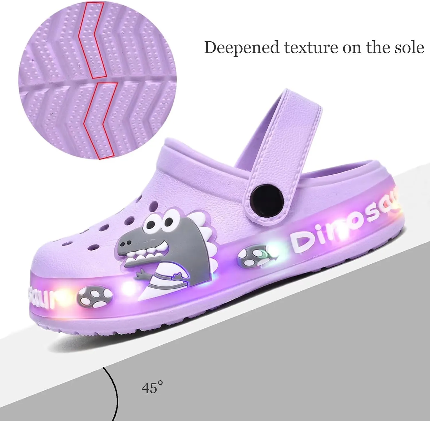 XPKWS Fur Lined Toddler Clogs Kids Slippers Fuzzy Light up Sandals Boys Girls Garden Shoes Winter Warm Cartoon Slides Slip on Lightweight