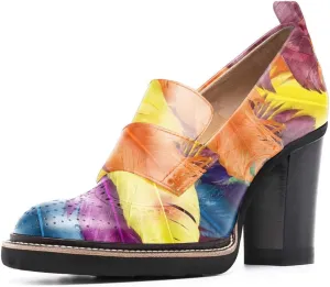 YDN Women Chunky High Heels Round Toe Oxford Loafer Size Color Material Customize Available Shoe Size 4-15 US