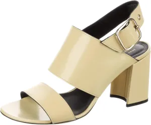 Yellow Leather sandals Yellow Block Heel Open Toie Dress Pumps