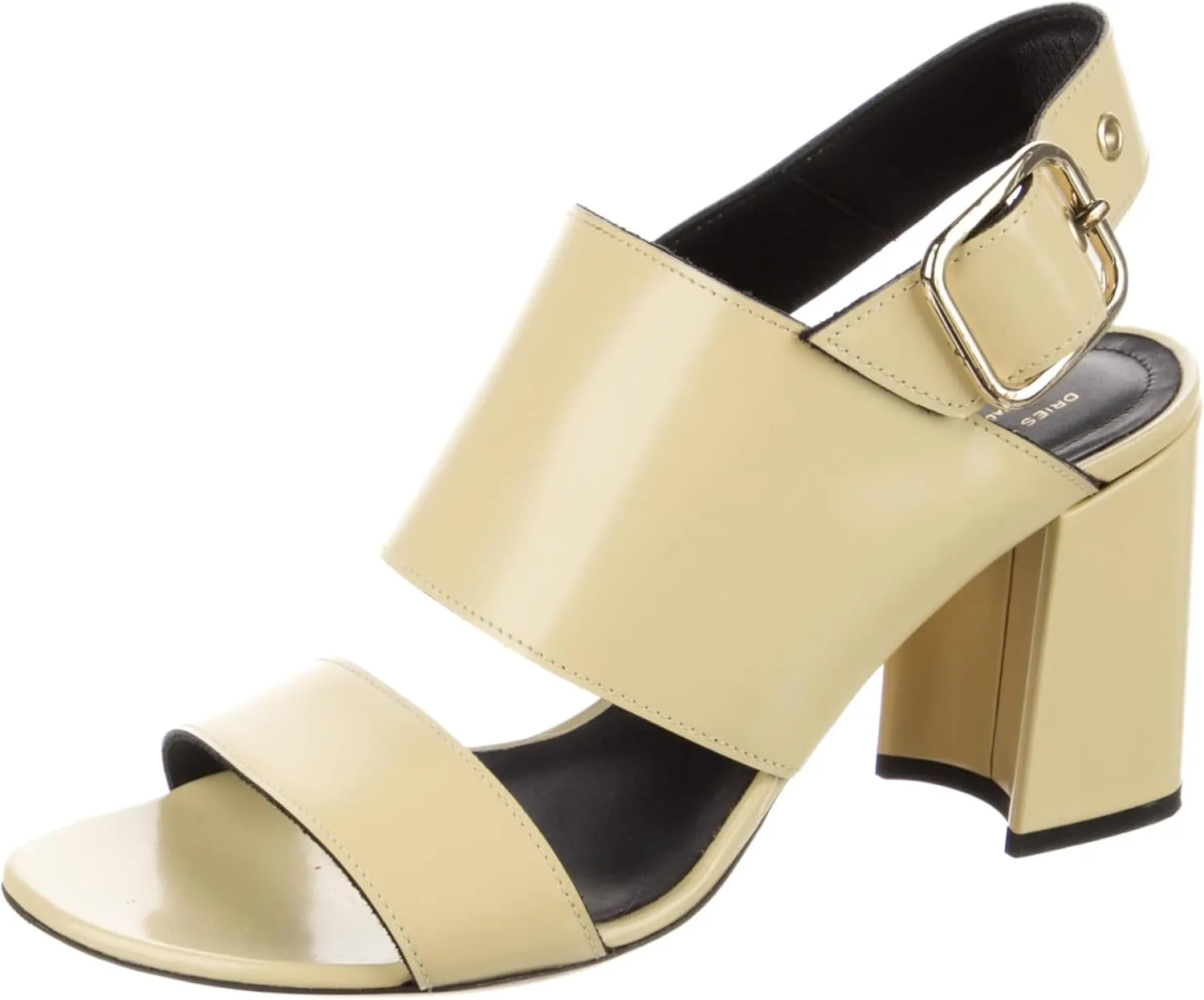 Yellow Leather sandals Yellow Block Heel Open Toie Dress Pumps