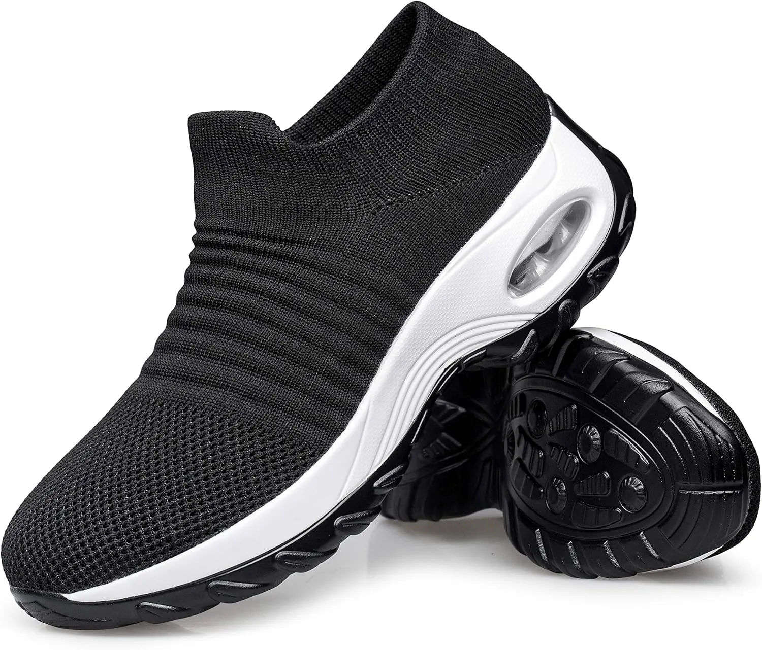 YHOON Women's Walking Shoes - Sock Sneakers Slip on Mesh Platform Air Cushion Athletic Shoes Work Nurse Comfortable