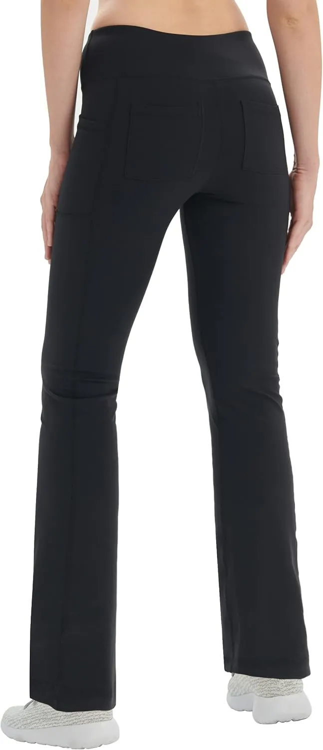 Zeronic Women Yoga Dress Pants Stretchy Bootcut High Waist Straightleg Workout Office Slacks with Pockets Bootleg Flare Pants