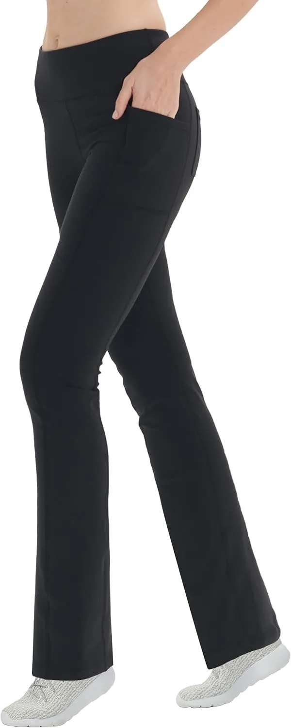 Zeronic Women Yoga Dress Pants Stretchy Bootcut High Waist Straightleg Workout Office Slacks with Pockets Bootleg Flare Pants