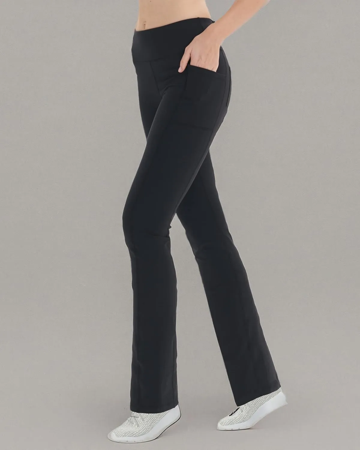 Zeronic Women Yoga Dress Pants Stretchy Bootcut High Waist Straightleg Workout Office Slacks with Pockets Bootleg Flare Pants