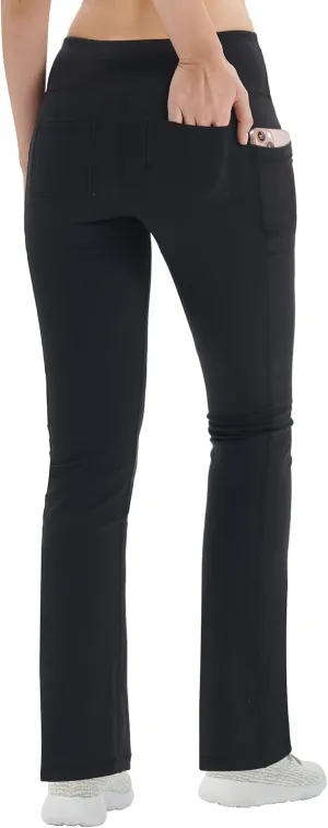 Zeronic Women Yoga Dress Pants Stretchy Bootcut High Waist Straightleg Workout Office Slacks with Pockets Bootleg Flare Pants